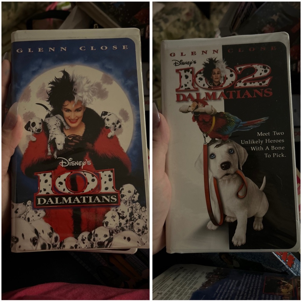 Disney 101 & 102 Dalmatians VHS Set - Red, Black, White